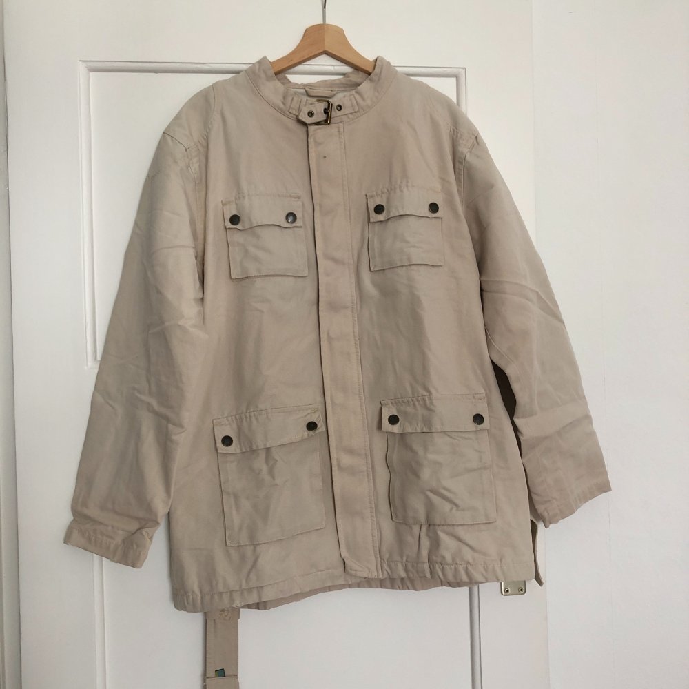 Dicke, robuste vintage denim Jacke mit Gürtel