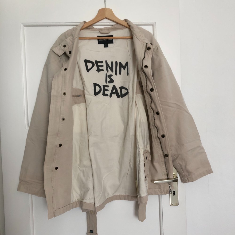 Dicke, robuste vintage denim Jacke mit Gürtel