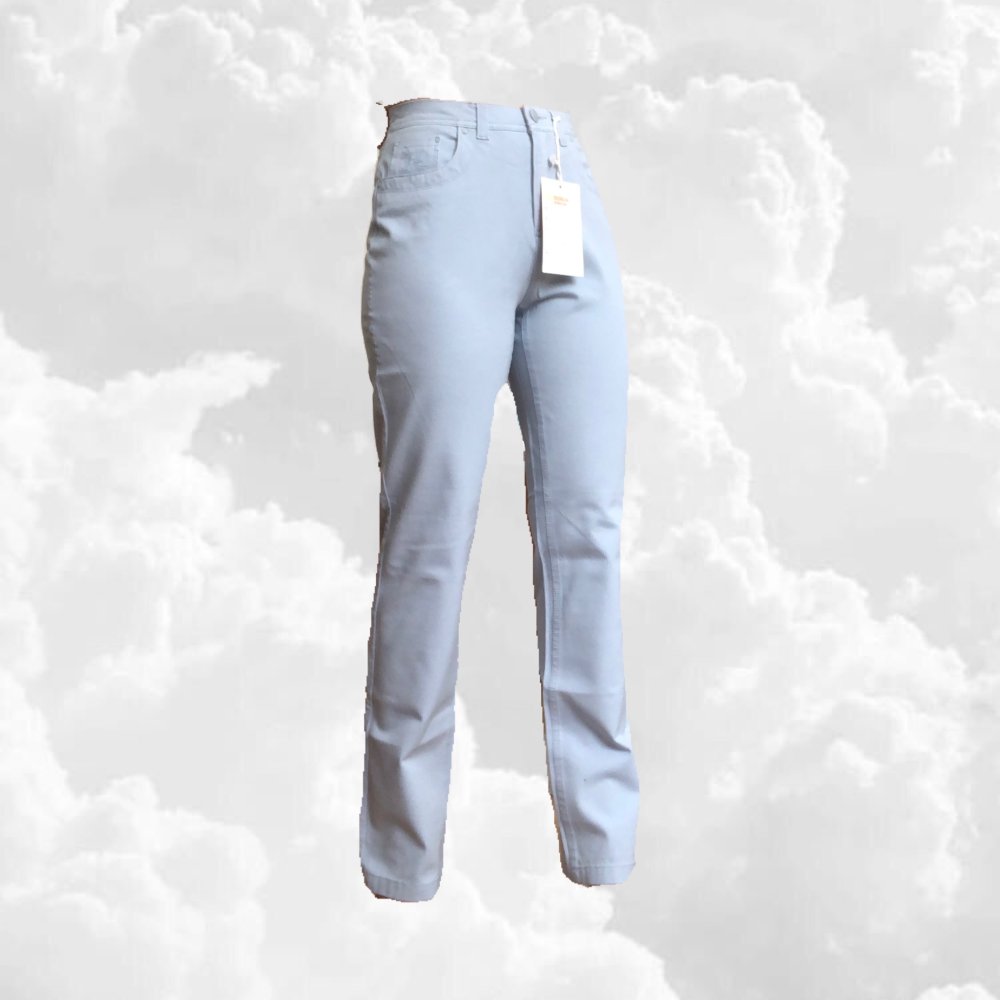 Highwaist stretch Hose mit geradem Schnitt und Stickerei