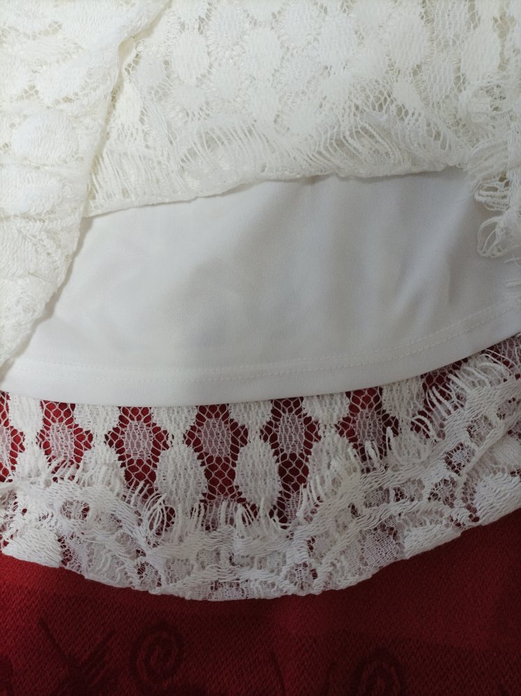 Longshirt mit viel Spitze, weiß, Gr. S 36