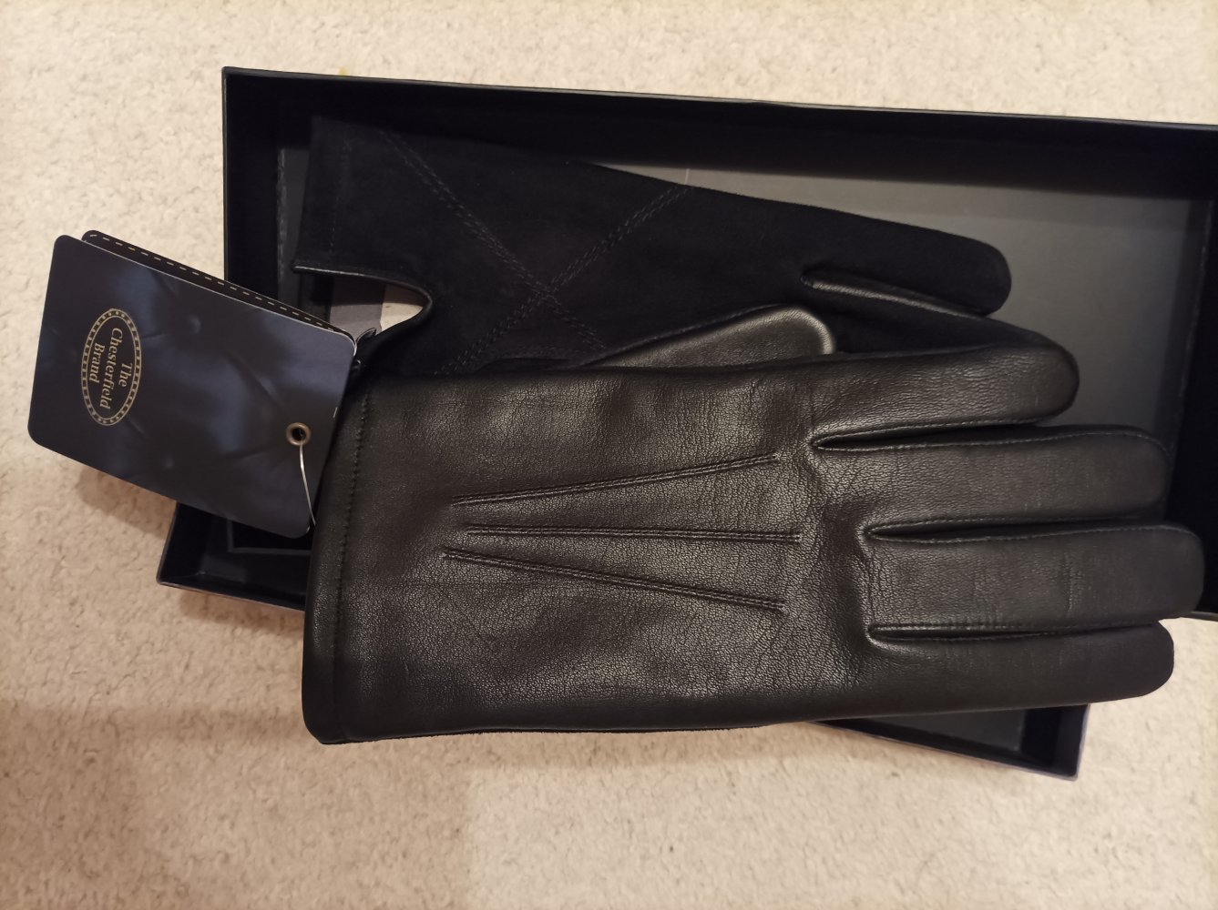 Herren Leder Handschuhe Gr. 9 1/2 Chesterfield Brand