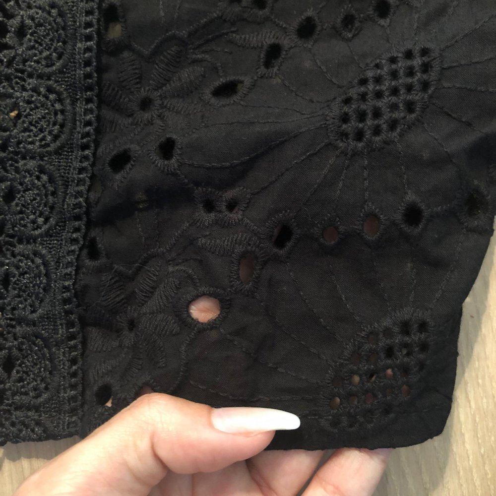 NEU Crop Top Spitze Carmen Bluse Schwarz M 36 38 Bauchfrei Schulterfrei