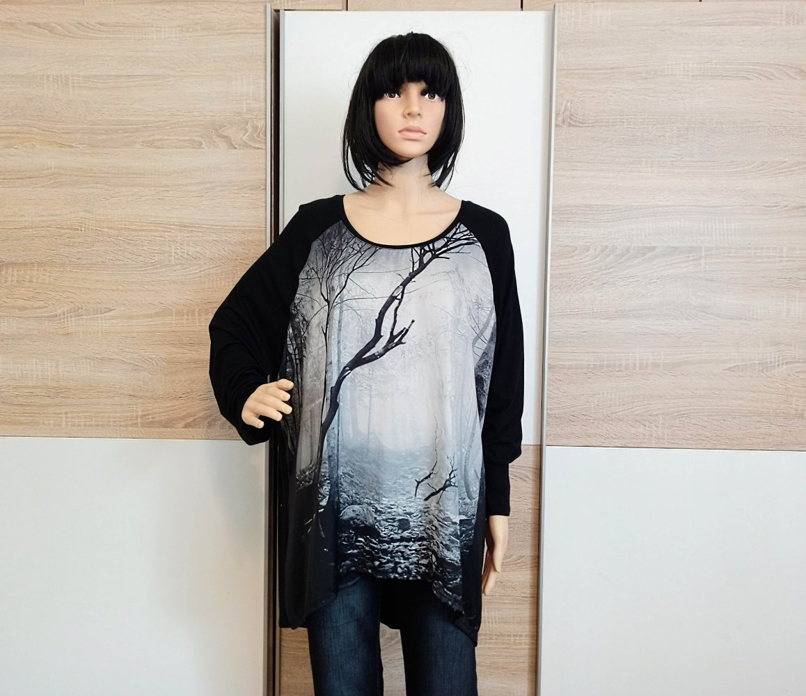 Schöner Langarm-Shirt in schwarz/grau von Fabiani