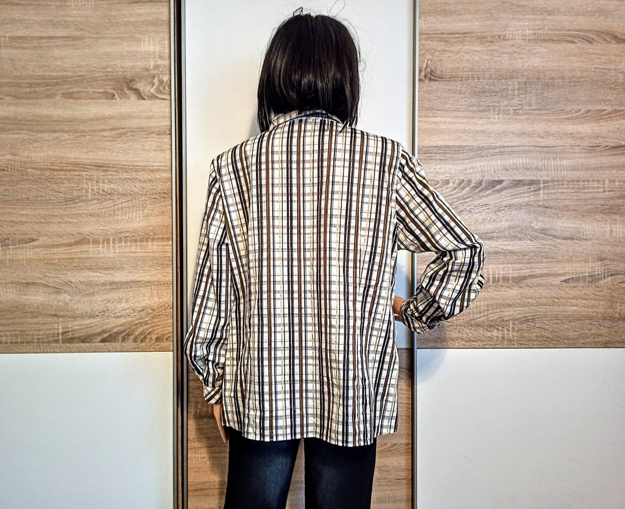 Schöne karierte Bluse Weiß/braun/gelb von Efro