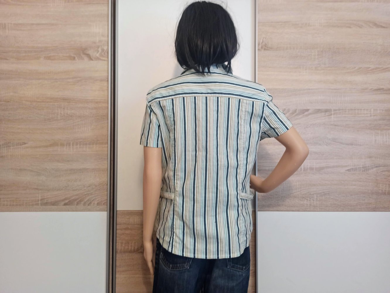 Schöne gestreifte Bluse in blau/marienblau/grün/weiß von Bonita