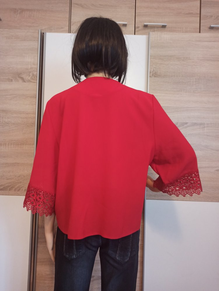 Schöne Bluse in rot mit Spitze von Halina