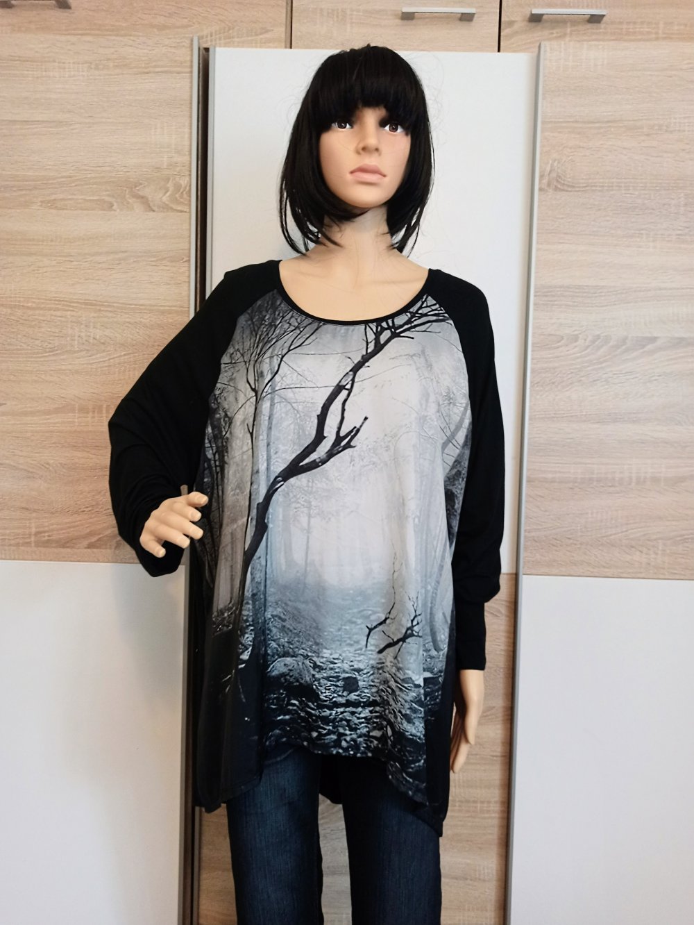 Schöner Langarm-Shirt in schwarz/grau von Fabiani