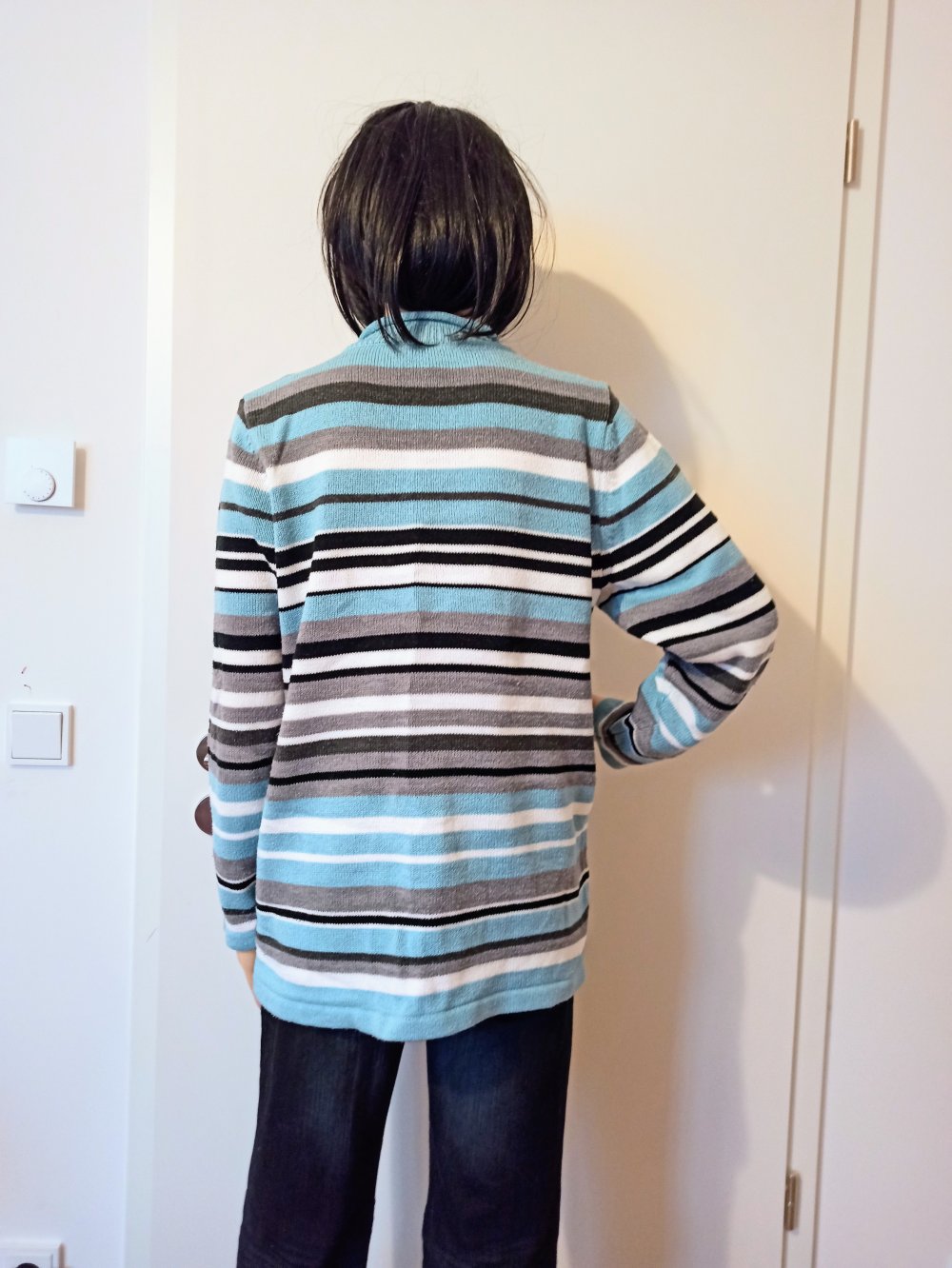 Schöner gestreifter Pullover von Paola grau/blau/schwarz/weiß