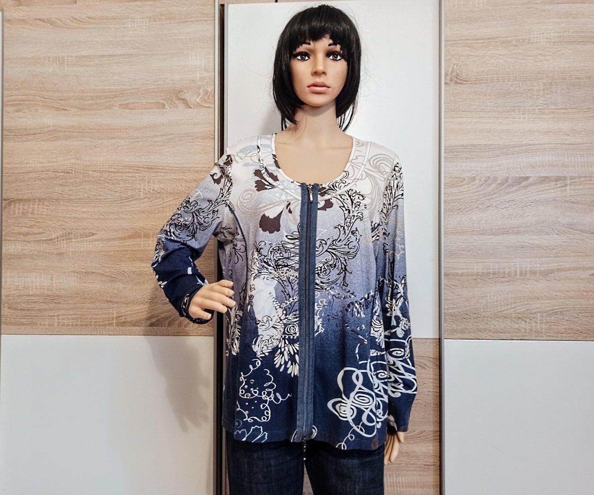 Schönes buntes Langarm-Shirt blau/weiß/grau von Bonita 