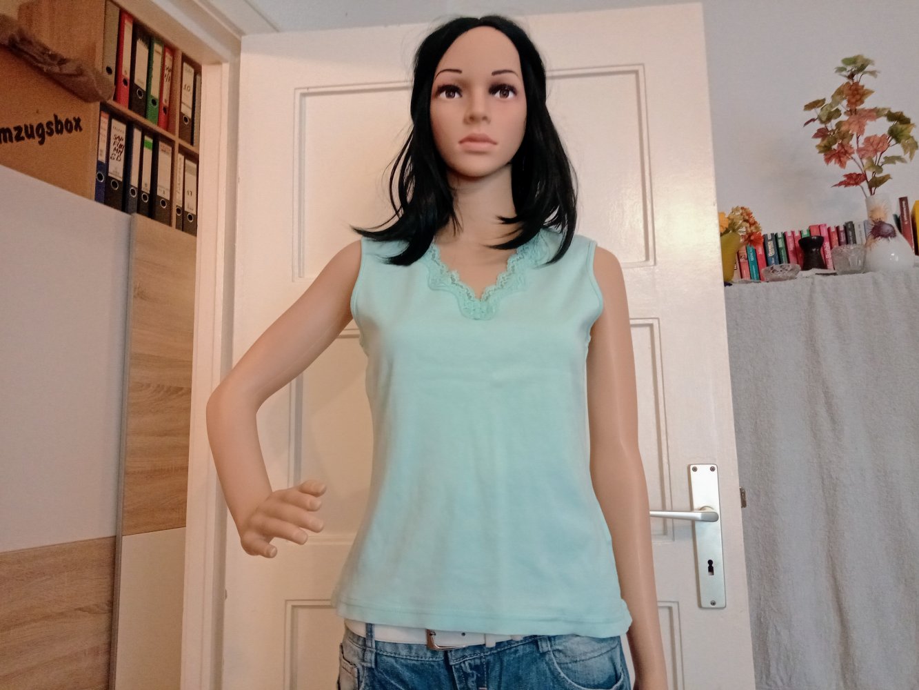 Schönes T-Shirt in türkis von Canda mit Spitze