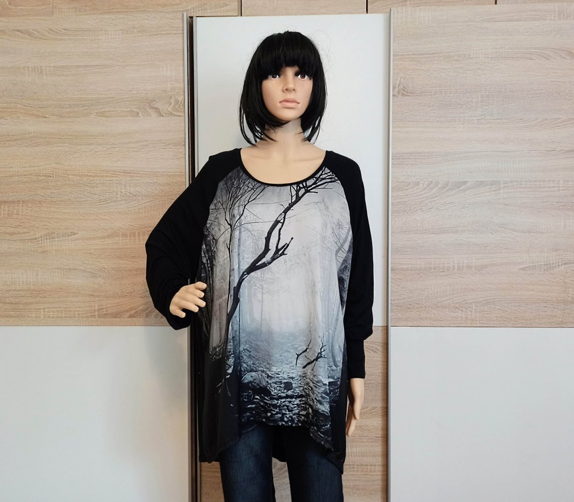 Schöner Langarm-Shirt in schwarz/grau von Fabiani