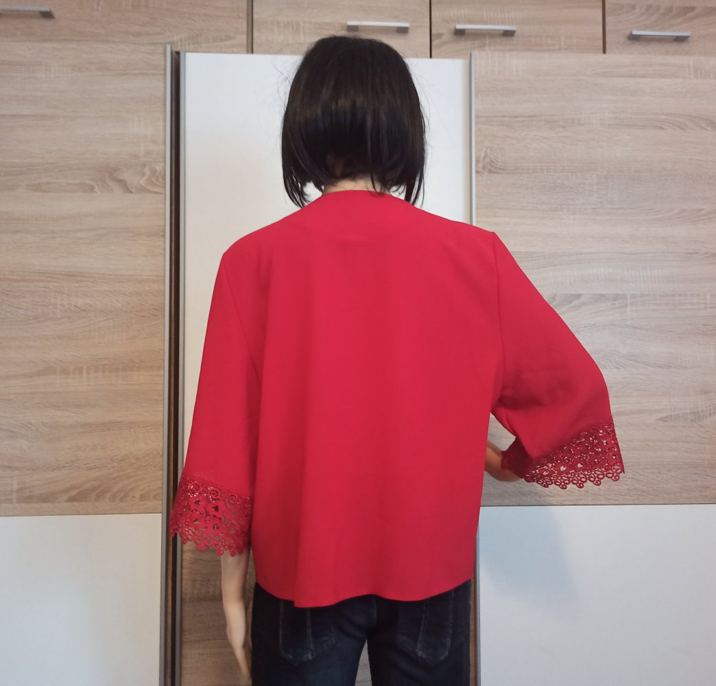Schöne Bluse in rot mit Spitze von Halina