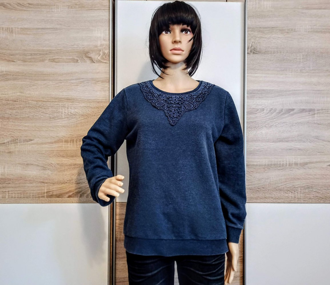 Schönes Pullover in marienblau Yessica mit Spitze