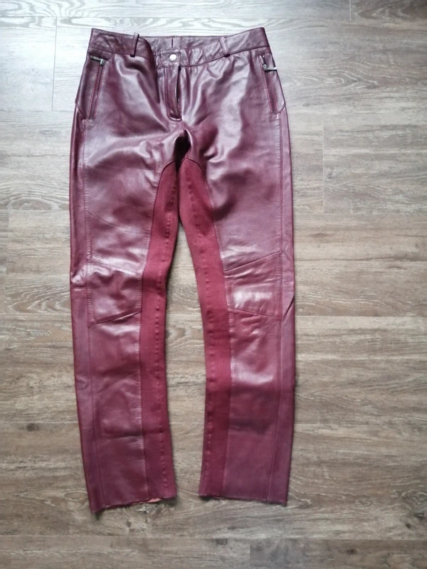 Bordeaux rote Nappaleder Hose 