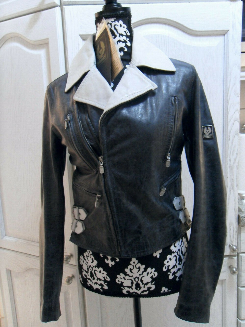 ORIG BELSTAFF LEDERJACKE LIGHTING GR 36 / 38 IT 42 w NEU LEATHER JACKET - GOLD LABEL