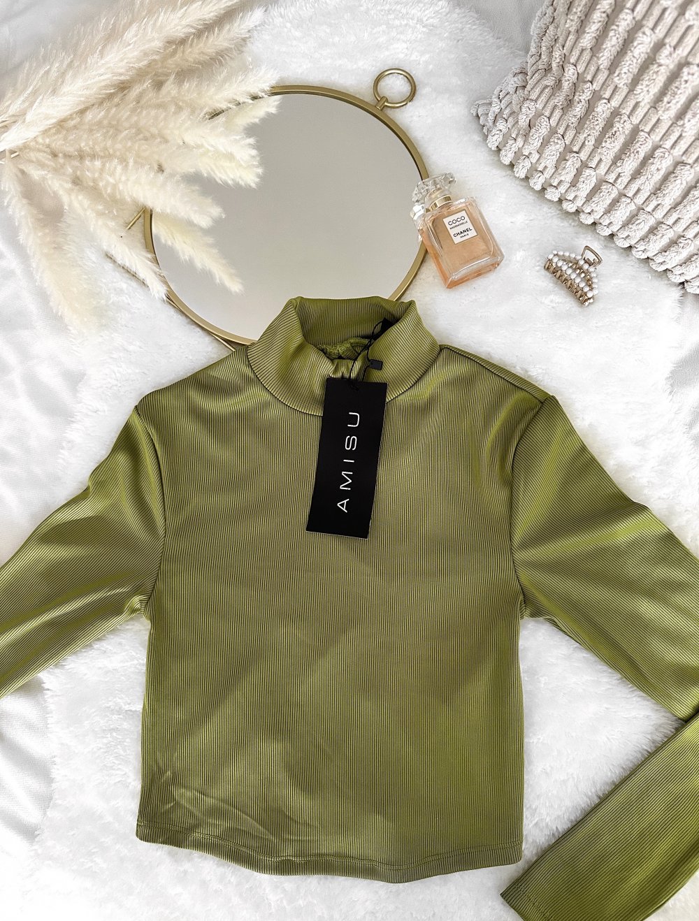 Langarm Oberteil Rückenfrei gerippt New Yorker Amisu Neu 36