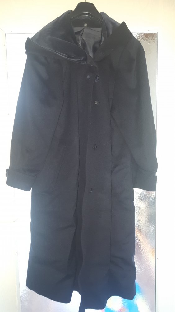 Cityline Damen Lodenmantel lang Gr. 42 mit Kapuze