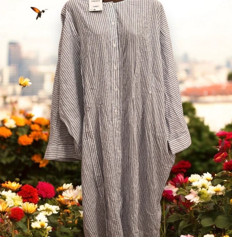 NEU Zara Midikleid Gr. XXL (ca. 44) weiß blau gestreift asymmetrisch