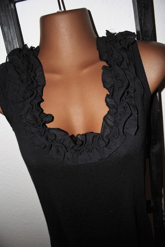 H&M Top Gr. XS (ca. 36) schwarz Basic Shirt ärmellos Bluse Damenbekleidung