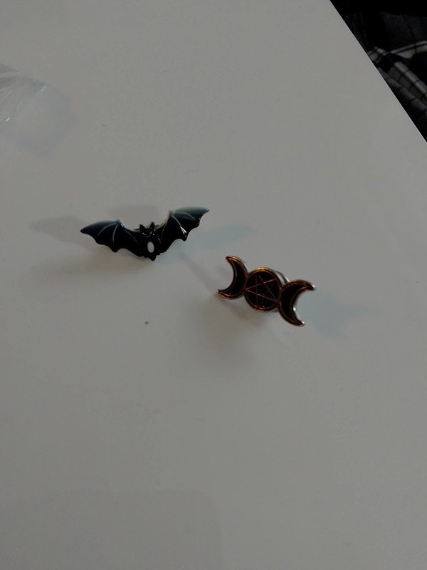 2 Anstecker Pins Fledermaus Mond