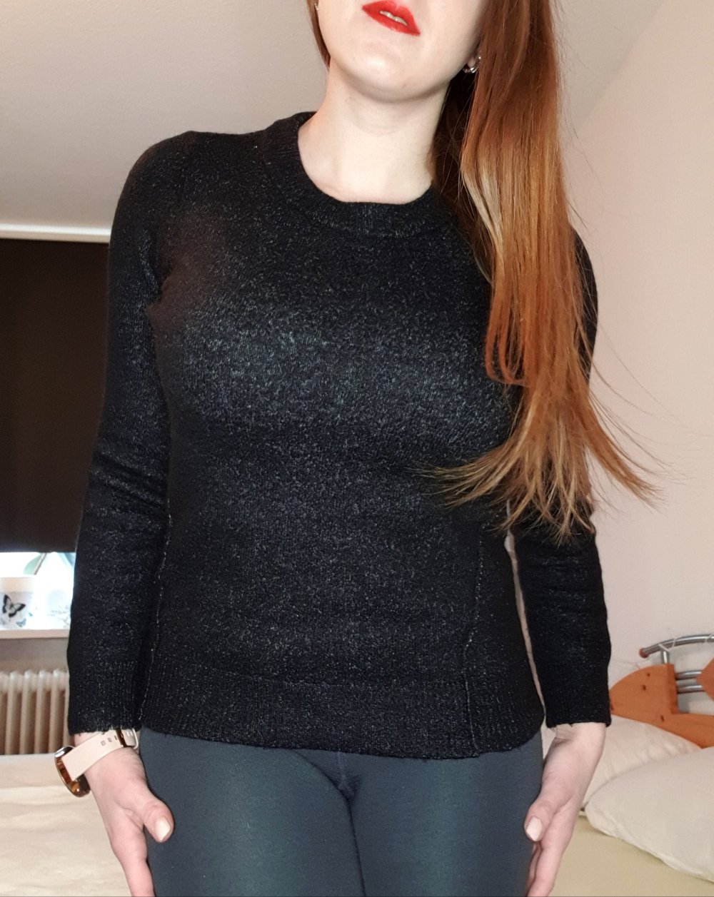 QS by S.Oliver Mohair Pullover S 36 38 Anthrazith schwarz 