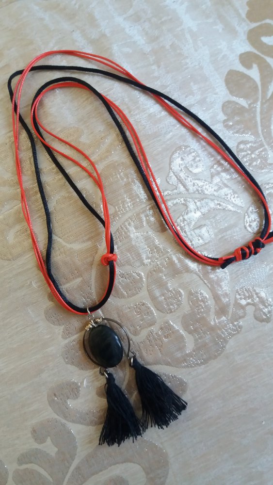 Damen Kette mit schwarz Onyx Edelstein