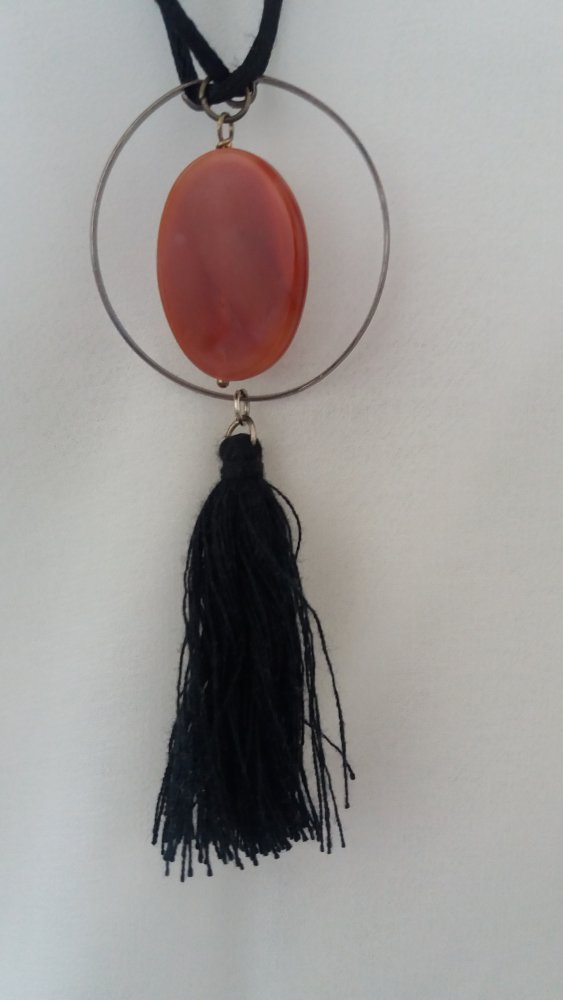 Damen Handmade Kette mit Karneol Edelstein und Quaste