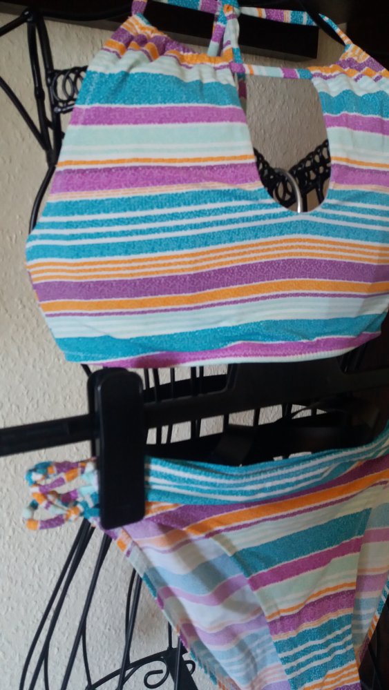 Mädchen gestreiftes Bustier Bikini Gr. 146-158, 12-13 Jahre