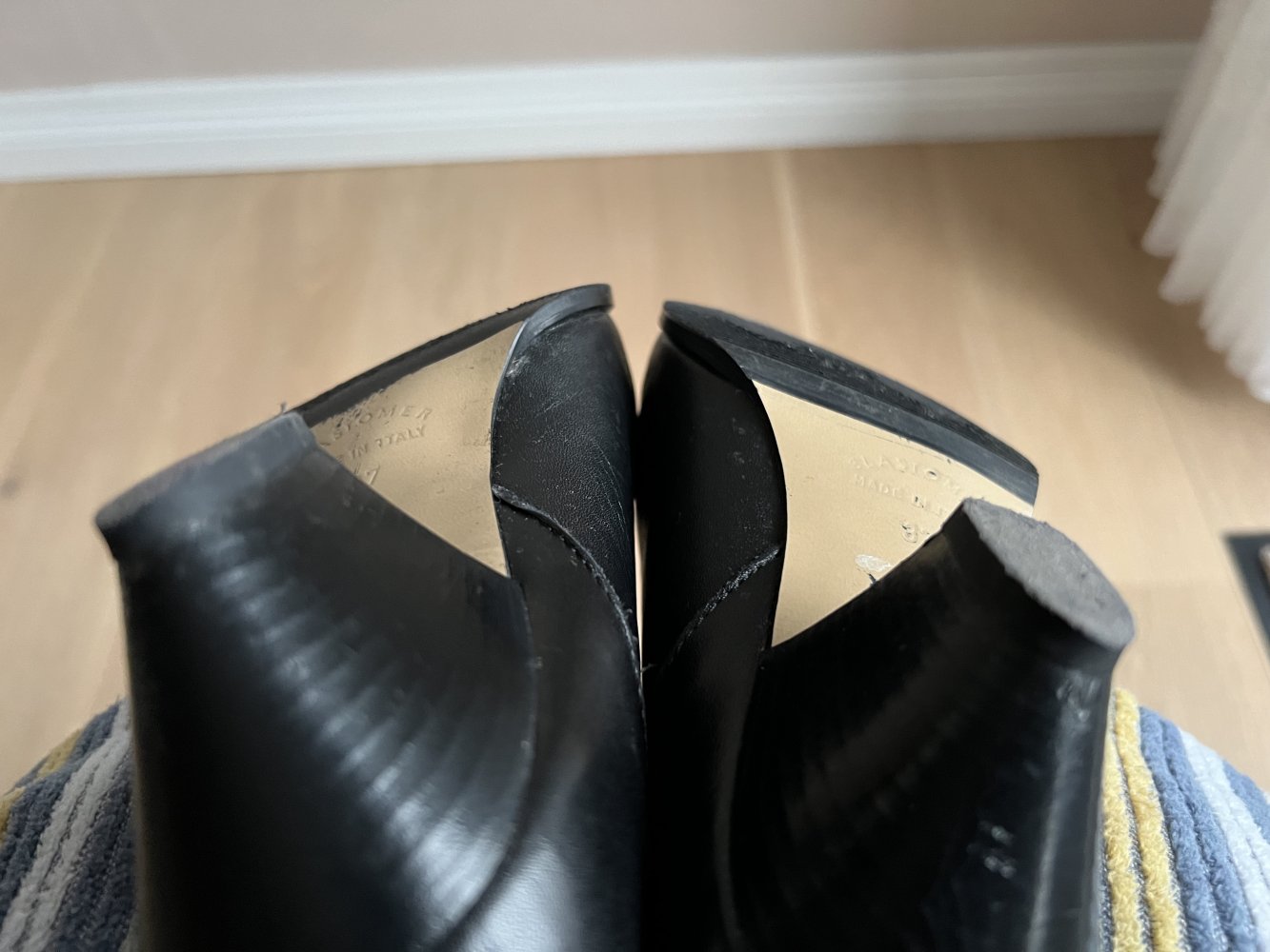 Italienische Elastomere Leder Stiefel schwarz Größe 37