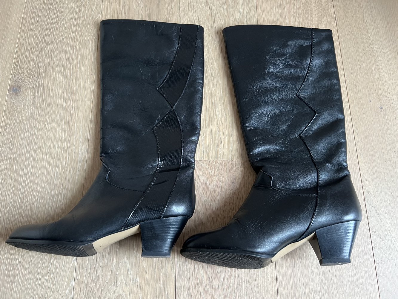 Italienische Elastomere Leder Stiefel schwarz Größe 37
