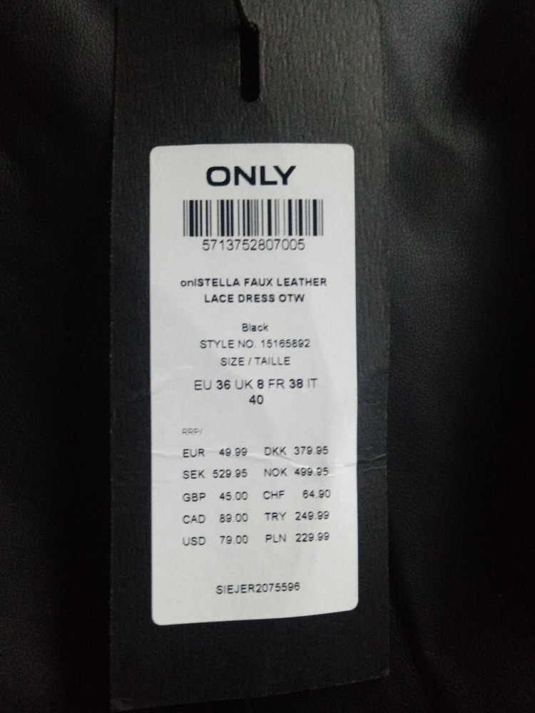 Only Kleid, Leder, Gr 36, neu mit Etikett