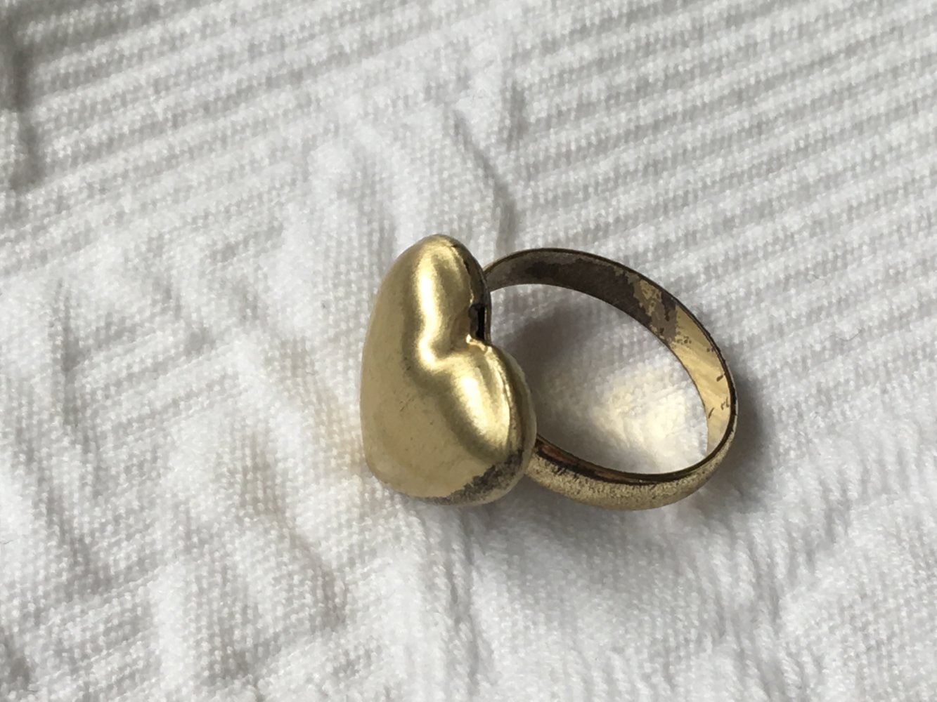 Ring in Herzform, gold, Vintage, Ringgröße 16 - 17, 50 - 52