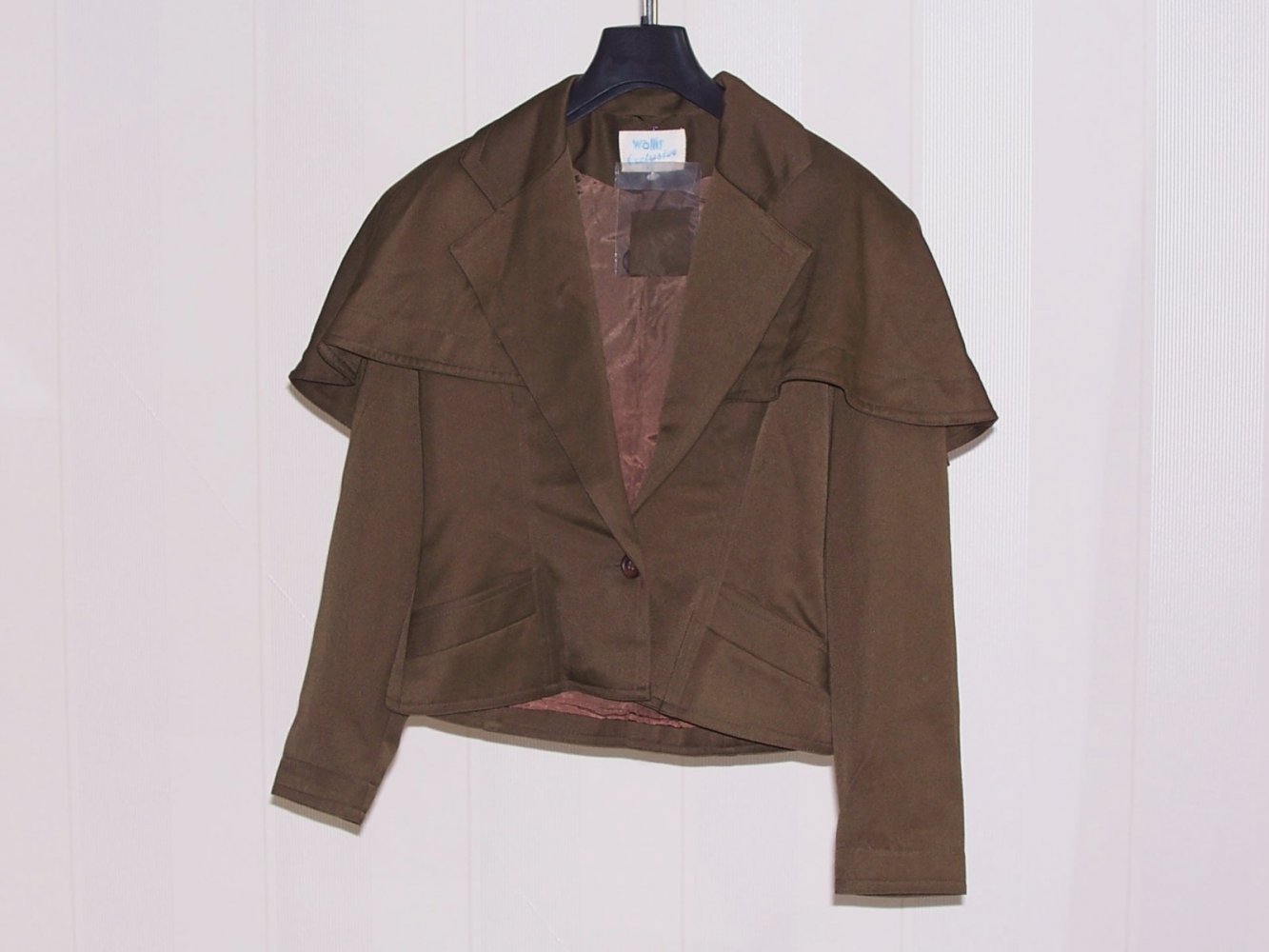 Wallis Exclusive Jacke britisch englisch style mit Schulterpolstern dunkel braun grau olive Gr. 38, Gr. M, UK 10