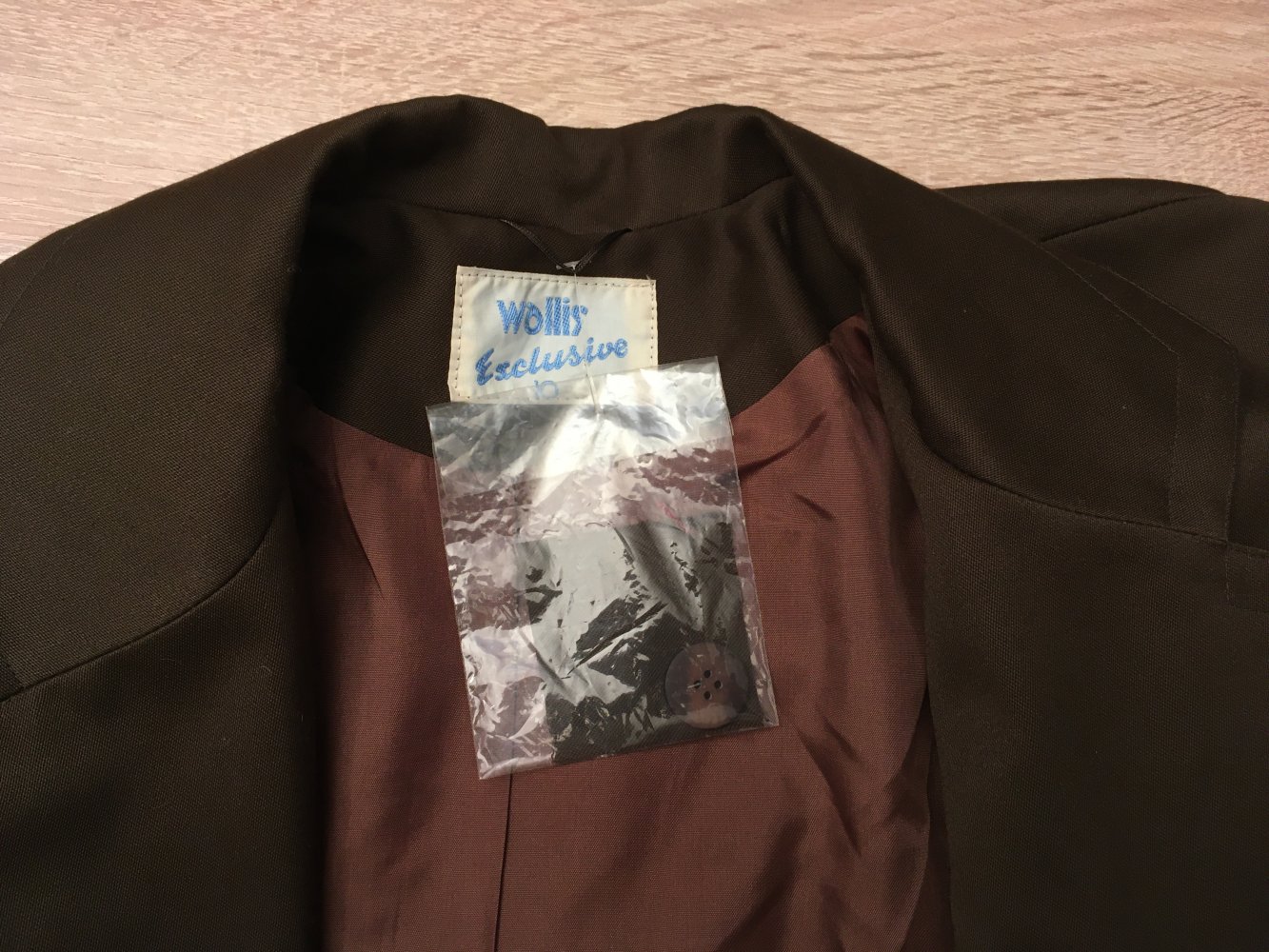 Wallis Exclusive Jacke britisch englisch style mit Schulterpolstern dunkel braun grau olive Gr. 38, Gr. M, UK 10