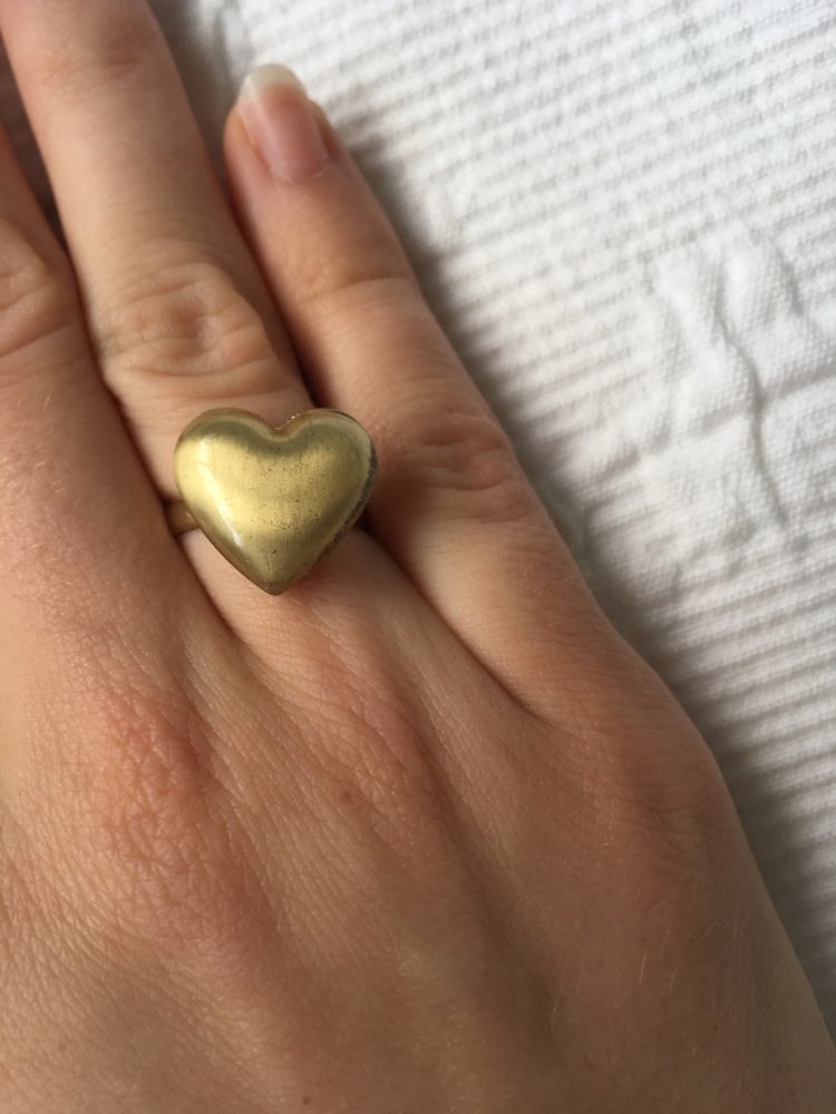 Ring in Herzform, gold, Vintage, Ringgröße 16 - 17, 50 - 52