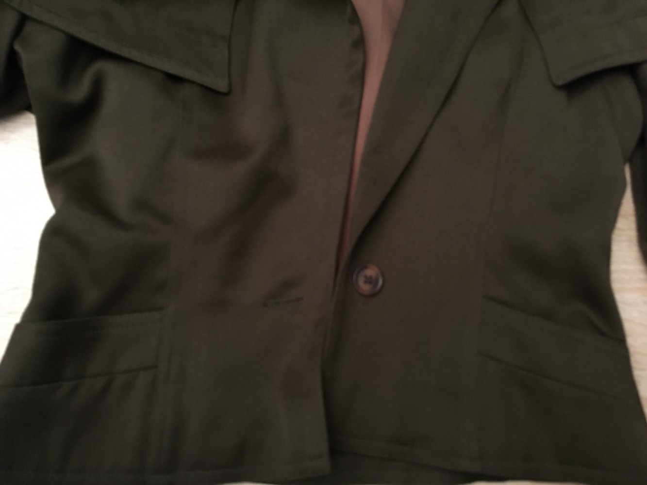 Wallis Exclusive Jacke britisch englisch style mit Schulterpolstern dunkel braun grau olive Gr. 38, Gr. M, UK 10