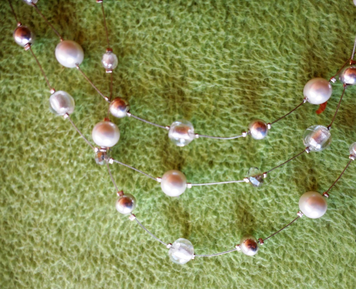 Elegante , Zeitlose Perlenkette 3 schichten