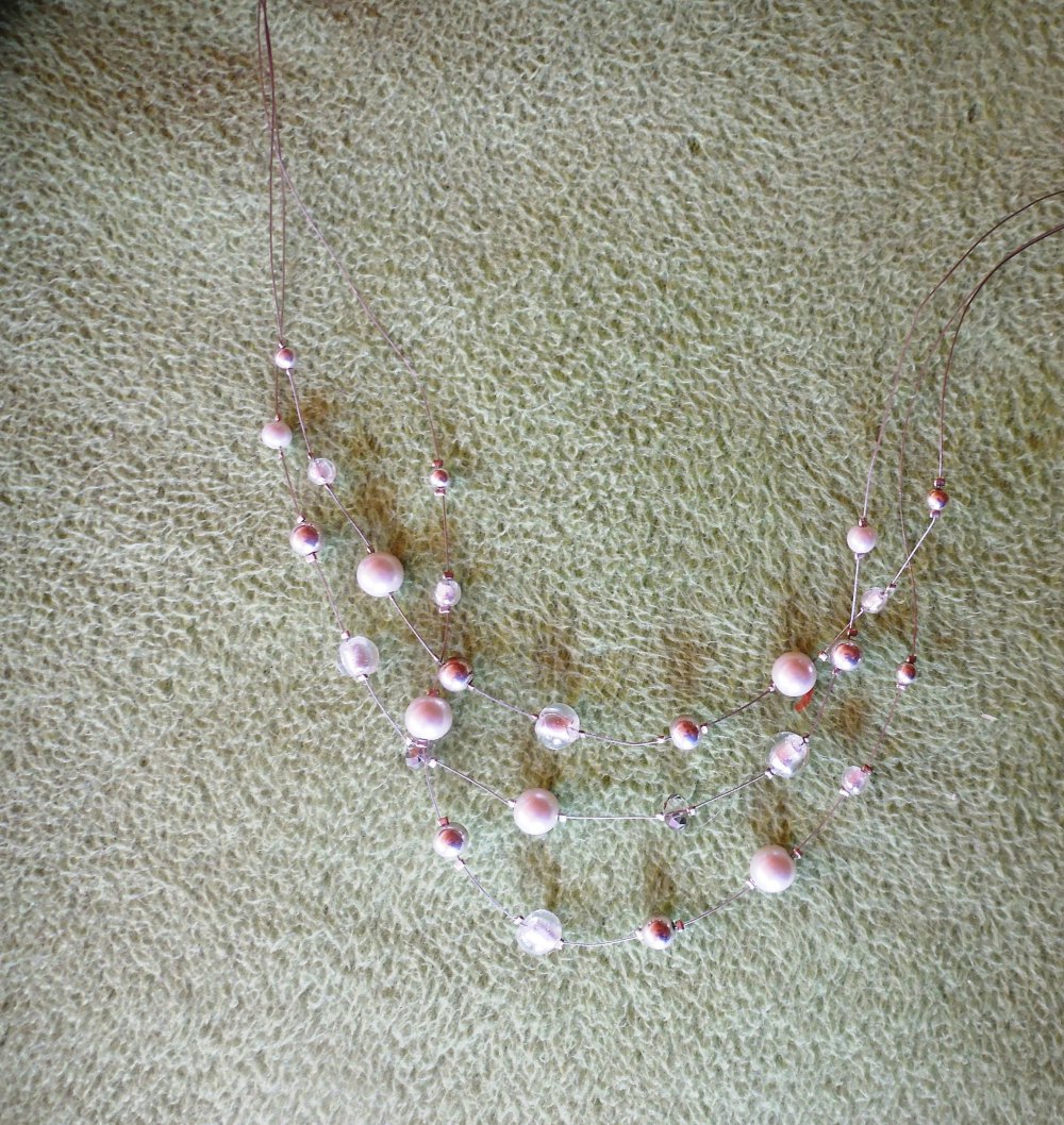Schmuck Ketten Perlenketten super elegante Perlenkette in leicht ros\u00e9 