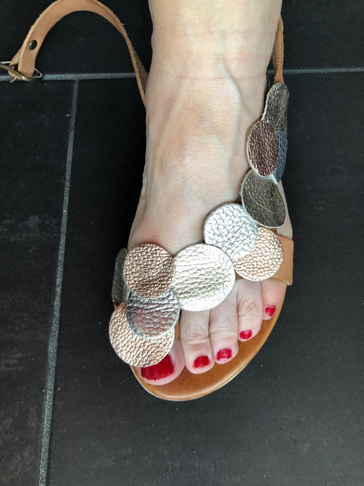 Sandalen metallic leder