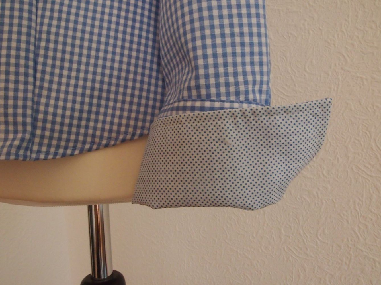 Esmara bügelfreie Bluse, Hemd, weiß-blau Vichy, 100% Baumwolle, Gr. 38