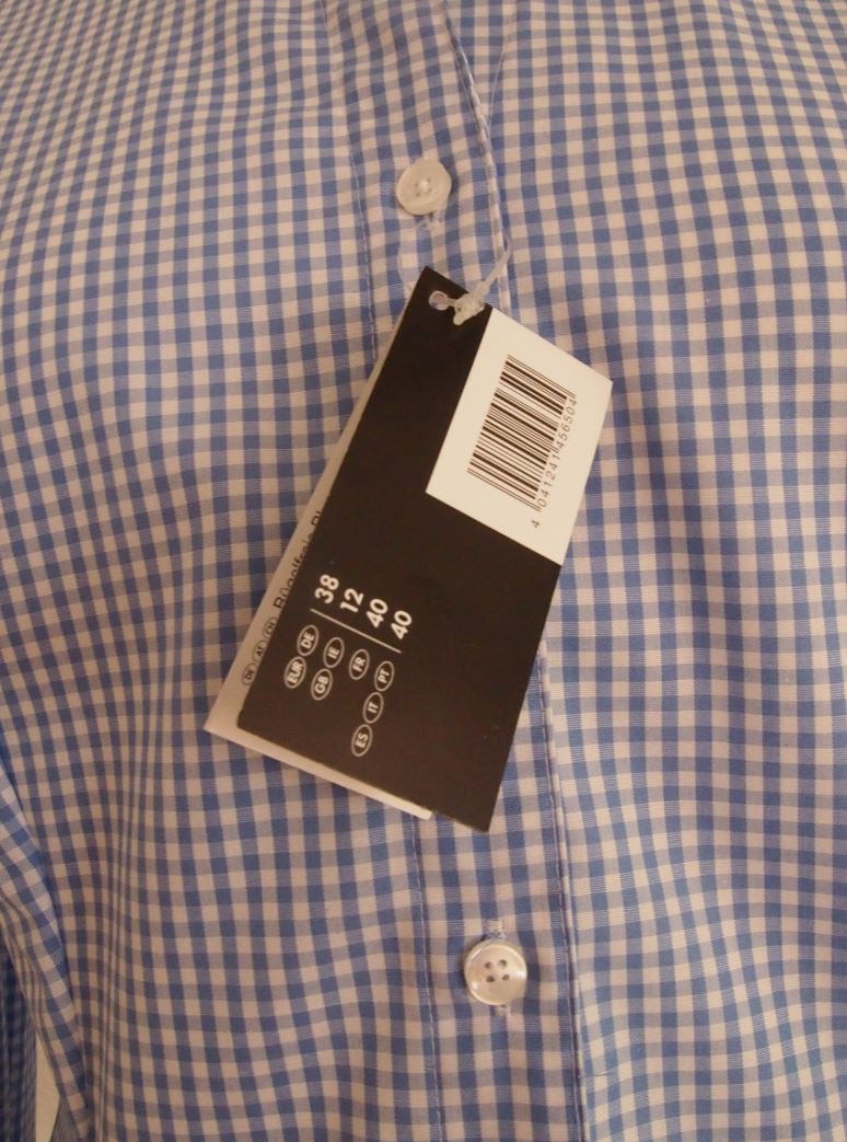 Esmara bügelfreie Bluse, Hemd, weiß-blau Vichy, 100% Baumwolle, Gr. 38