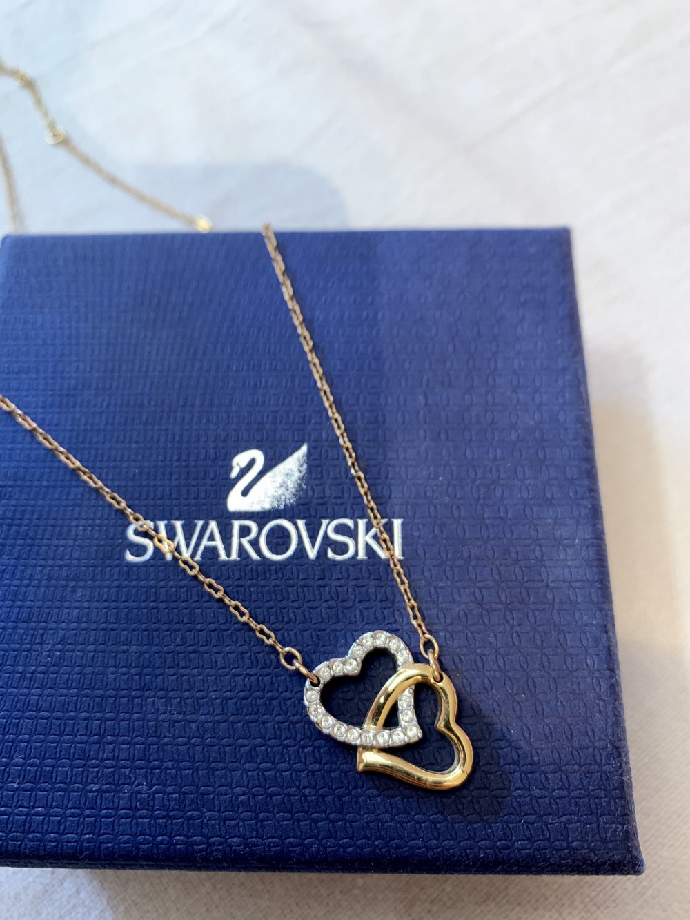 Swarovski infinity double heart Halskette
