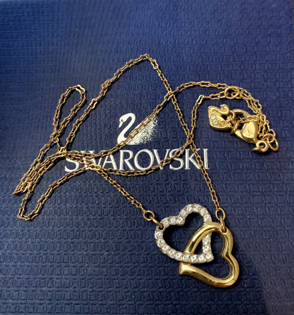 Swarovski infinity double heart Halskette