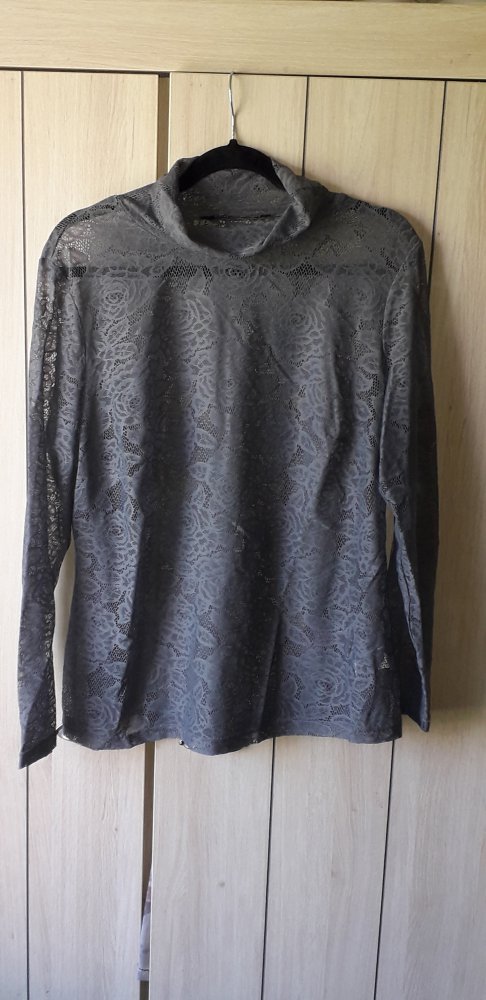 Spitzenshirt, grau,  Gr.48