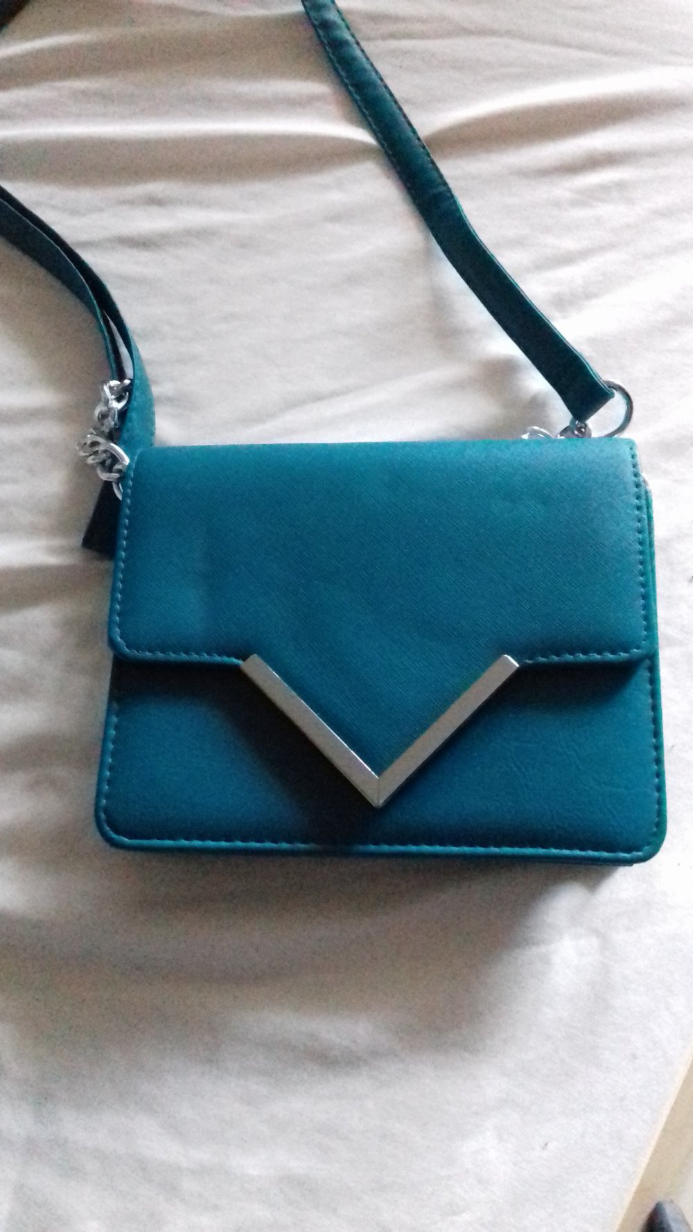 -wie neu- petrolfarbene kleine Handtasche € 6 ,--