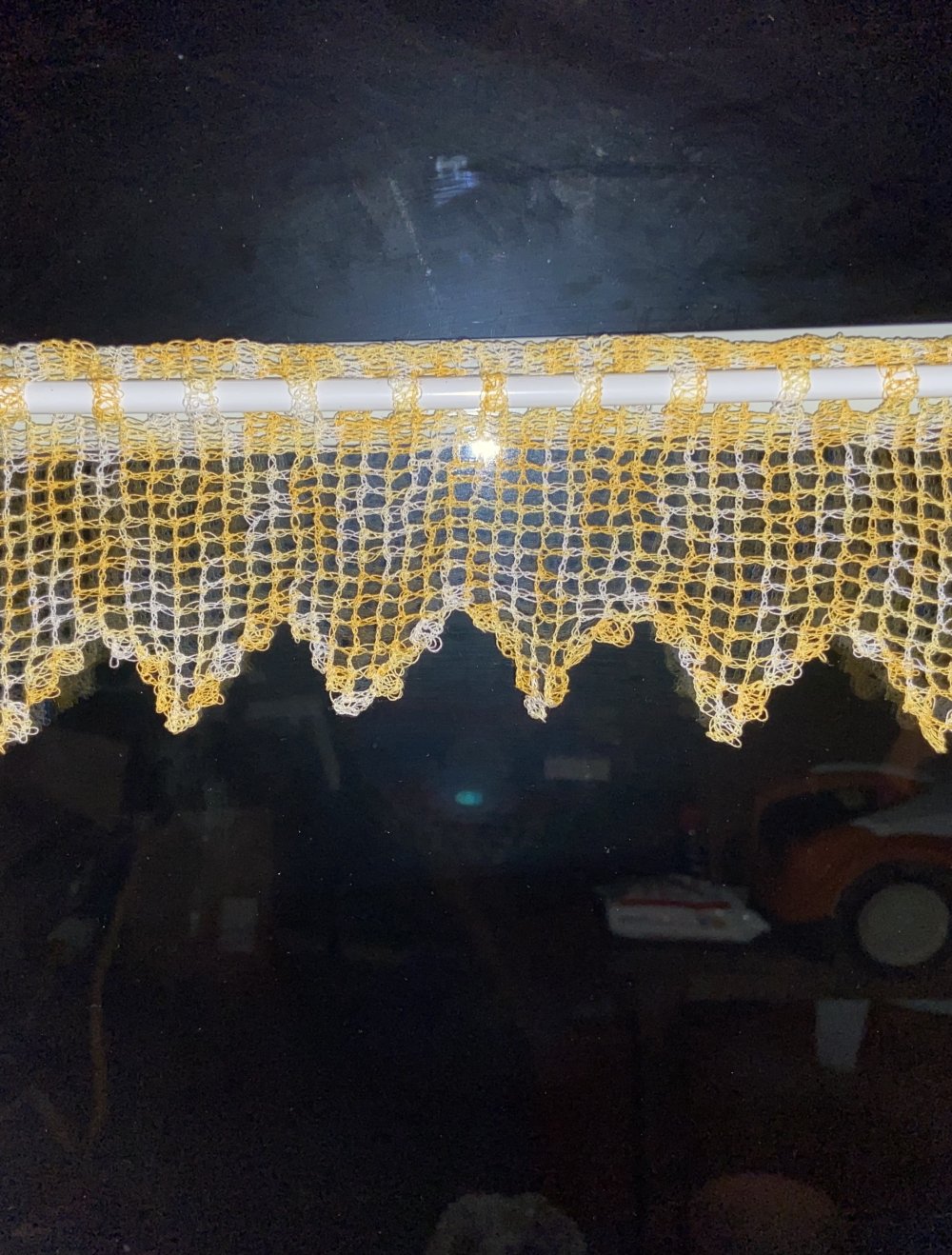 Gardine dünn gelb/weiß neu