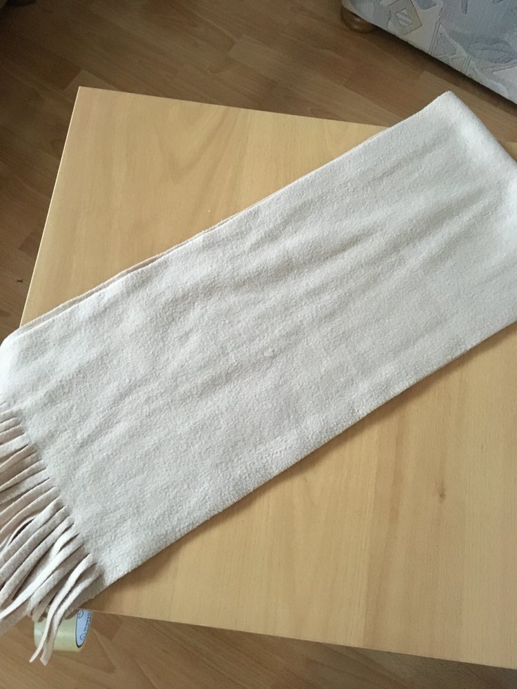 Damen Kurzschal mit Fransen beige 