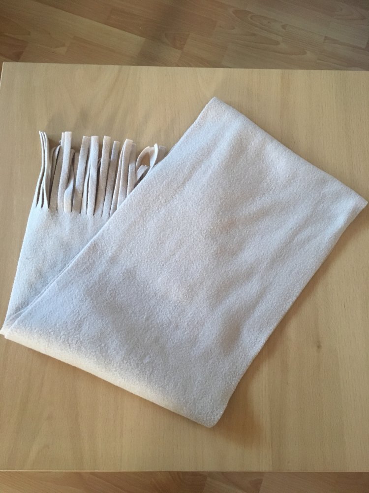 Damen Kurzschal mit Fransen beige 