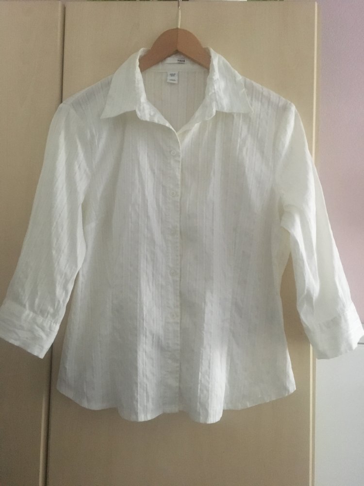 Damen Bluse weiß 3/4 Arm Gr. 46