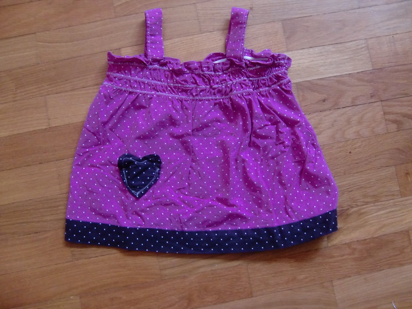 Top handmade 80/86 gesmokt pink braun gepunktet